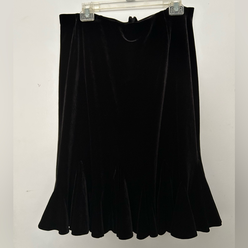 JS Collections Black Velvet Pencil Skirt